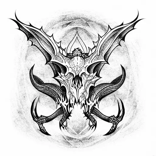 Dragon Skull tattoo design idea