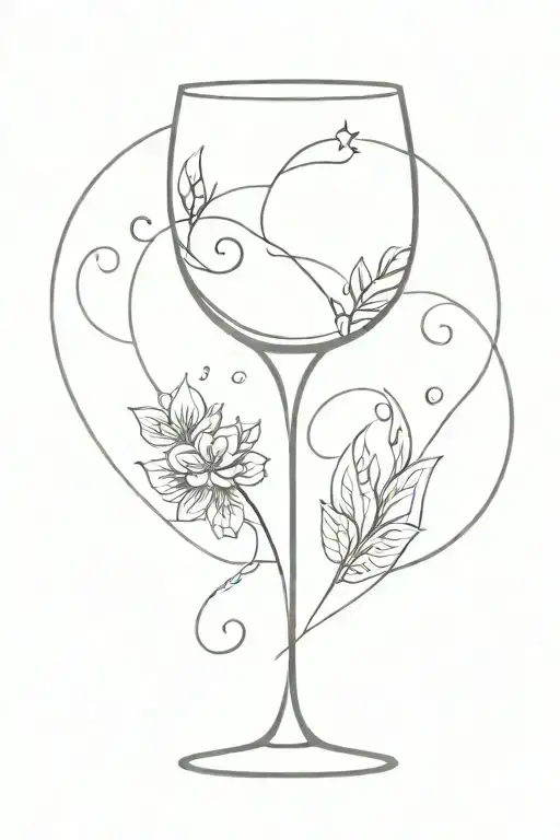 wine glass with virgo, Aquarius, Pisces zodiac signs tattoo design idea