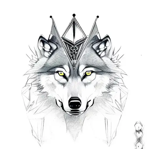 wolf and crow with the name Shawdy Red in blood with a broken pageant crown and  tattoo design idea