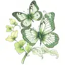 5 leaf clover with a butterfly  tattoo design idea