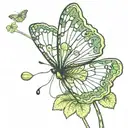 5 leaf clover with a butterfly  tattoo design idea
