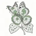 5 leaf clover with a butterfly  tattoo design idea
