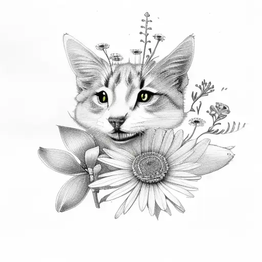 flute with wildflowers tattoo design idea