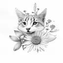 flute with wildflowers tattoo design idea