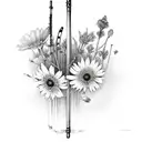 flute with wildflowers tattoo design idea