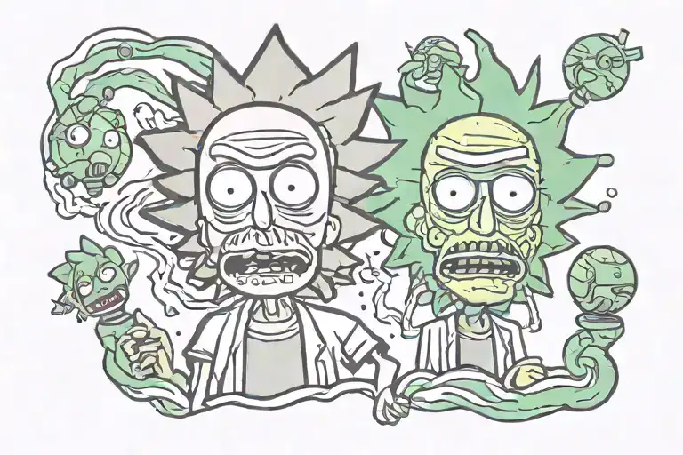 Rick and Morty themed tattoo tattoo design idea