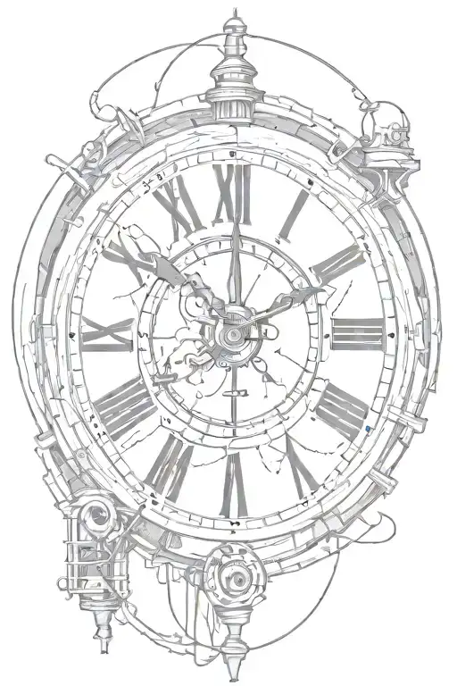 A clock representing 10 years with prison bars, and Barbwire fence tattoo design idea