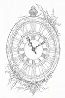 A clock representing 10 years with prison bars, and Barbwire fence tattoo design idea