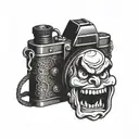 camera caricature anger is a gift tattoo design idea