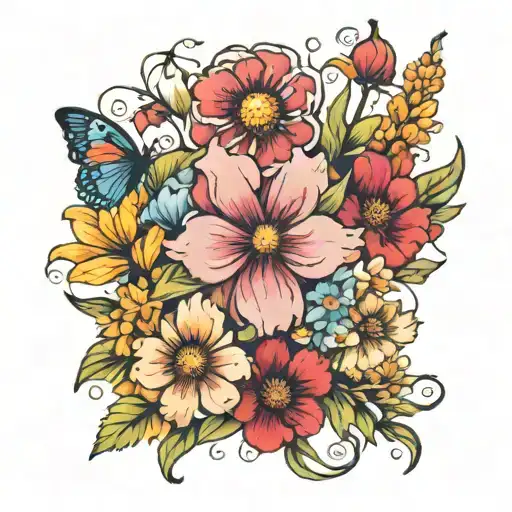 flower meadow  tattoo design idea