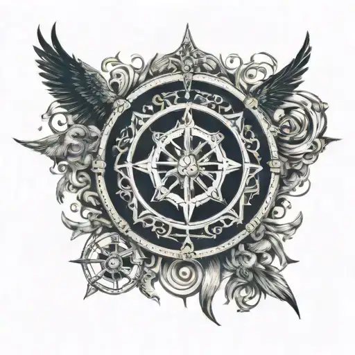 Norse compass at the top. Norse goddess Freya underneath. She is a powerful goddess  tattoo design idea
