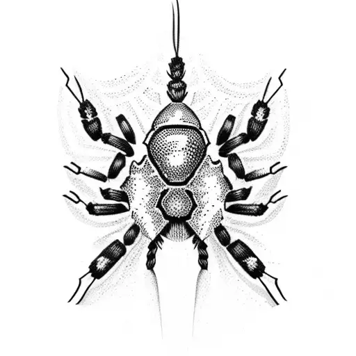 a shoulder and back tattoo depicting a spider wrapping a person in a cocoon tattoo design idea