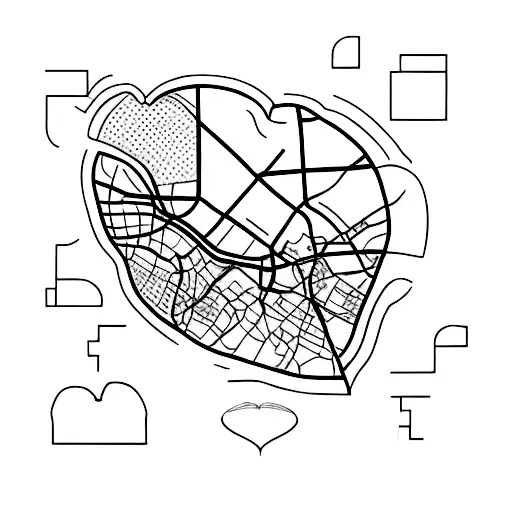 A minimalist tattoo of a heart-shaped map pinpointing Paris, Rio de Janeiro, and a special location significant to your kids tattoo design idea