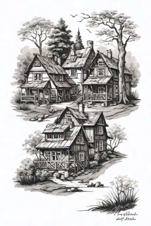 polish houses tattoo design idea