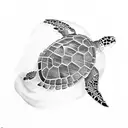 sea turtle with 11:11 clock in black in white tattoo design idea