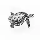 sea turtle with 11:11 clock in black in white tattoo design idea