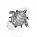 sea turtle with 11:11 clock in black in white tattoo design idea