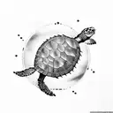sea turtle with 11:11 clock in it in black in white tattoo design idea