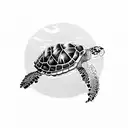 sea turtle with 11:11 clock in it in black in white tattoo design idea