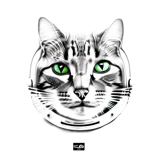 cat in astronaut suit  tattoo design idea