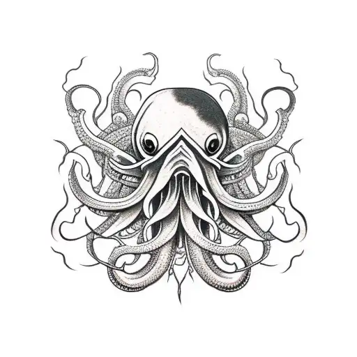 giant squid tattoo design idea