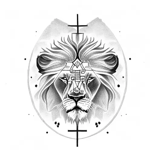 Lion with a cross as one of its eyes  tattoo design idea