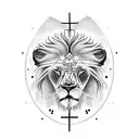 Lion with a cross as one of its eyes  tattoo design idea