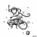 monkey riding on the back of a ladybug tattoo design idea