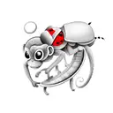 monkey riding on the back of a ladybug tattoo design idea