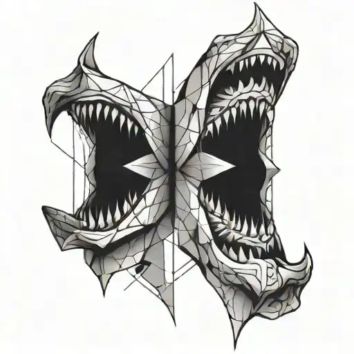 two tongues opposite each other at the ends connecting with saliva in ahegao style tattoo design idea