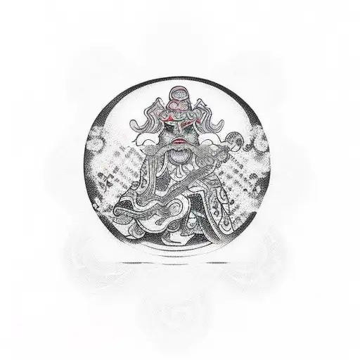 Create a symbol which represents:music, dancing, movement, meditation and death tattoo design idea