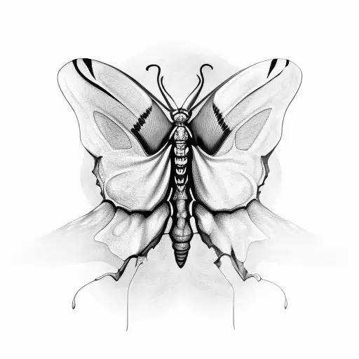 a Masculine butterfly with the body as a spine tattoo design idea