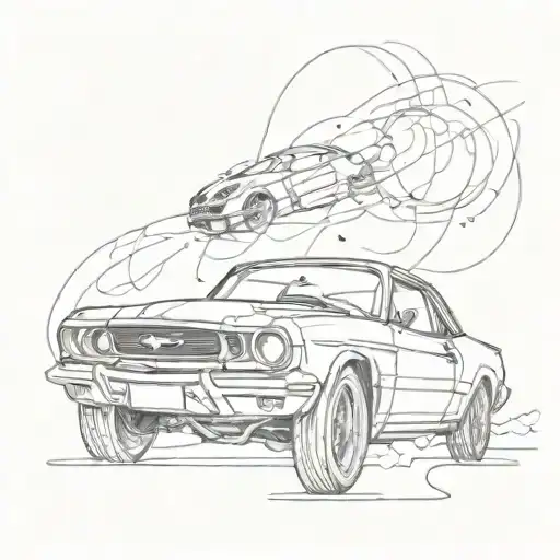 car drifting tattoo design idea