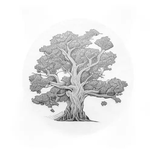 old oak tree sleeve tattoo design idea