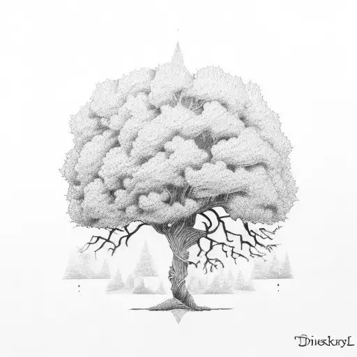 oak tree tattoo design idea
