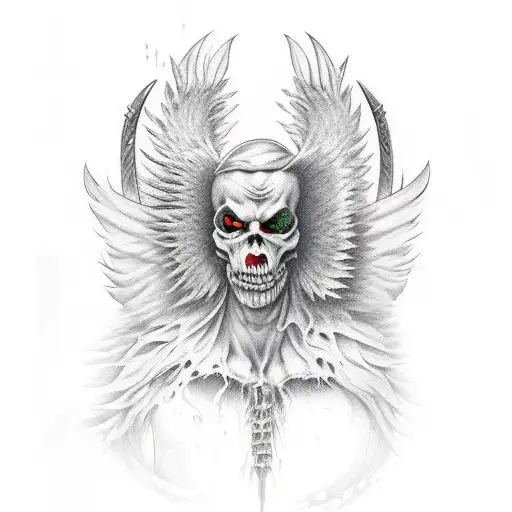 Angel fighting demons holy war tattoo design idea