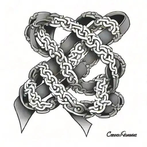 canae ribbon made out of a motorcycle chain forming tattoo design idea