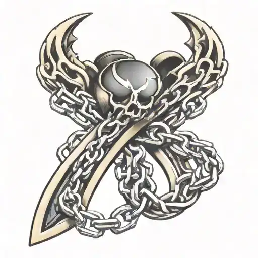 cancer ribbon made out of a motorcycle chain  tattoo design idea