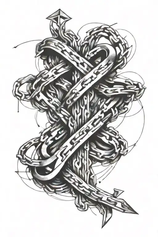 cancer ribbon made out of a motorcycle chain  tattoo design idea