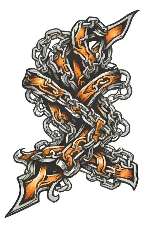 cancer ribbon made out of a motorcycle chain  tattoo design idea