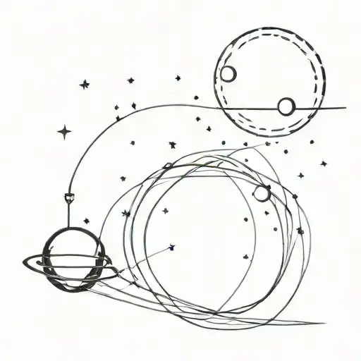 per aspera ad astra with stars planets orbiting tattoo design idea