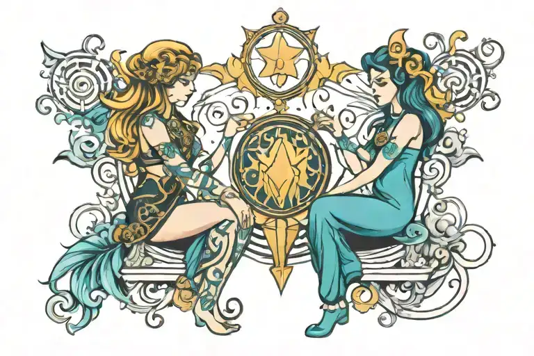 libra aquarius love tattoo design idea