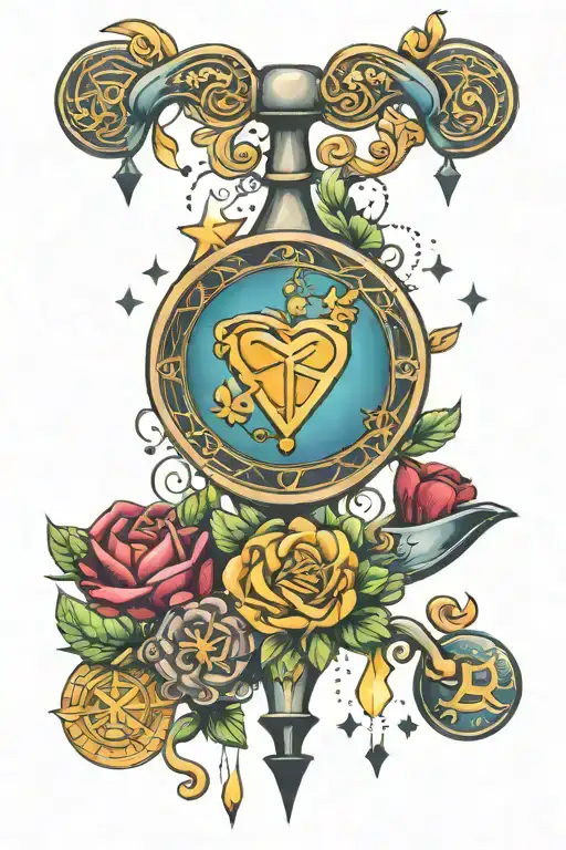 libra heart aquarius zodiac sign tattoo design idea