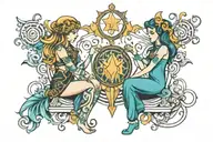 libra aquarius love tattoo design idea