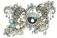 libra aquarius love tattoo design idea