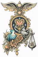 libra heart aquarius zodiac sign tattoo design idea