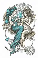 aquarius and libra tattoo design idea