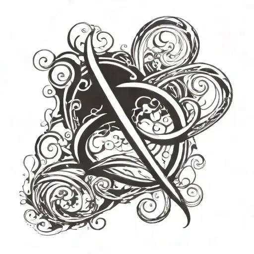 An abstract design combining the letter 'P' with an infinity symbol, surrounded by flames to represent eternal love tattoo design idea