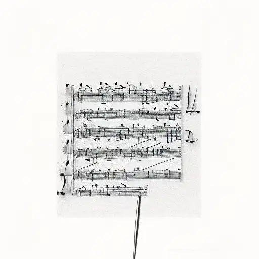 A minimalist sketch of a music sheet with a hidden message in Farsi tattoo design idea