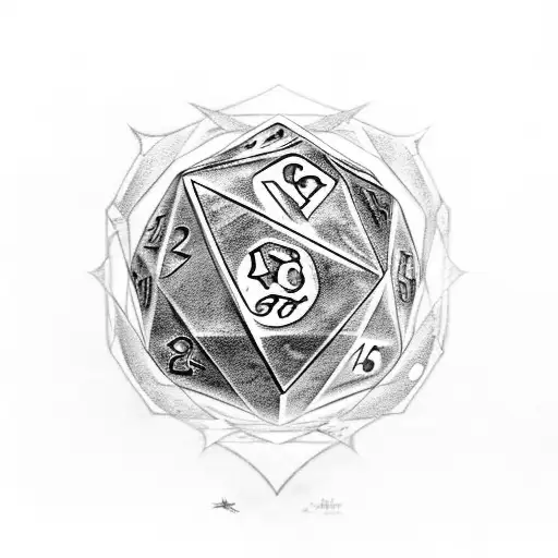 d20 with unshattered rune from elden ring tattoo design idea